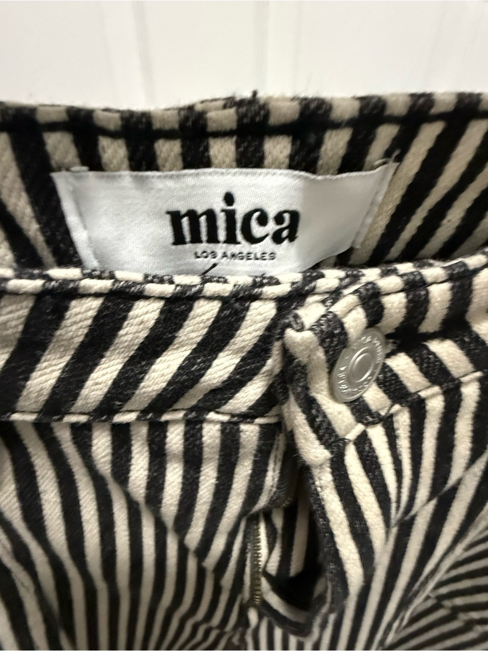 Mica High-Rise Black & White Stripe Wide-Leg Trousers high end boutique brand - Picture 5 of 5